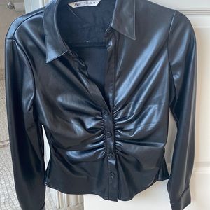 Black leather top from Zara great condition